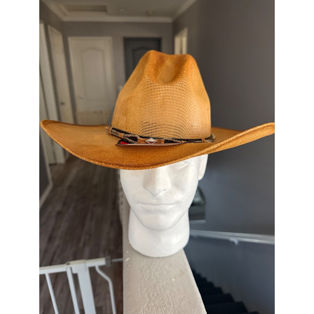 La Sierra Mens Straw Cowboy Hat Tan Western Hecho En Mexico Size Medium